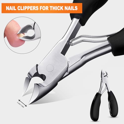 Toenail Clippers for Seniors Thick Toenails, Podiatrist Toenail Nipper, Professional Nail Clippers, Sharp Curved Blade, Ergonomic Non-Slip Long Handle, Toenail Clippers for Men Women Elderly