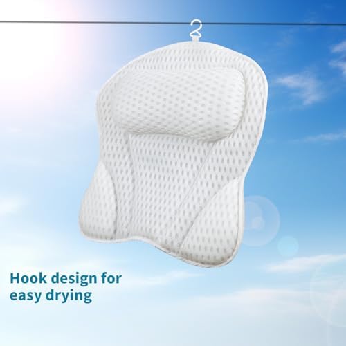 Luxury Bath Pillow for Bathtub – Soft 4D Mesh Fabric Neck and Back Support Headrest with Non-Slip Suction Cups – Relaxing Spa Accessories