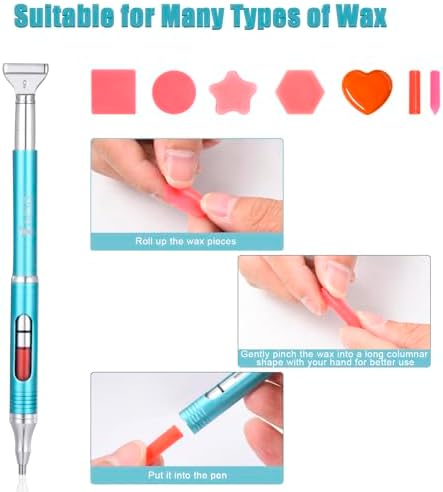 Diamond Art Pen Refillable Wax Pen for Diamond Painting, Metal 5D Diamonds Art Accessories Pens with a Multi Placer, Blue