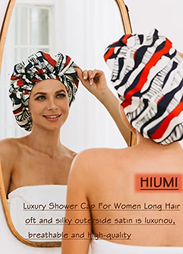 Womens Shower Cap for Long Hair Luxury Shower Cap For Dreadlocks, Braids, Curls, Locs, Curly Hair（Stripe）