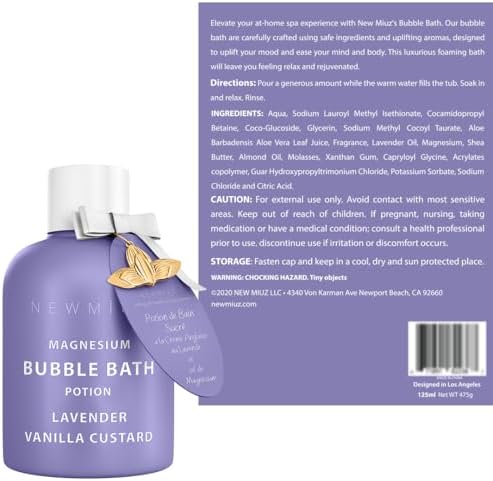 Magnesium Bubble Bath Lavender Vanilla Long Lasting Foaming Bath for Sore Muscles Epsom Salt Moisturizing Relaxing Stress Relief Spa Gift for Women
