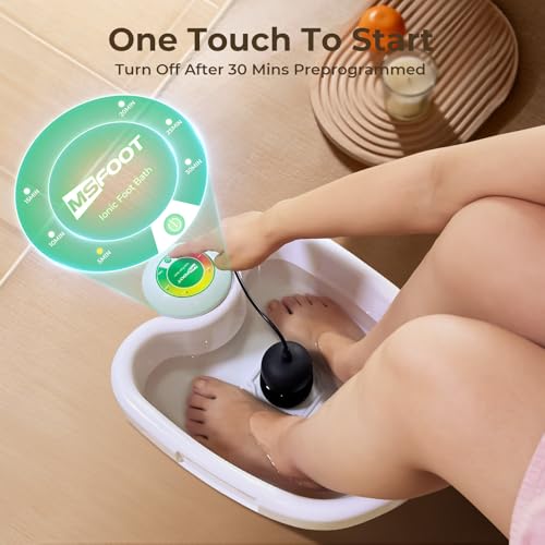 Upgraded Ionic Foot Detox Machine, Foot Spa Bath for Home Use, Foot Cleaner Machine To Remove Toxins with 2 Arrays, 15 Disposable Foot Bath Liners, Detox Sea Salt, Upgraded Durable Basin