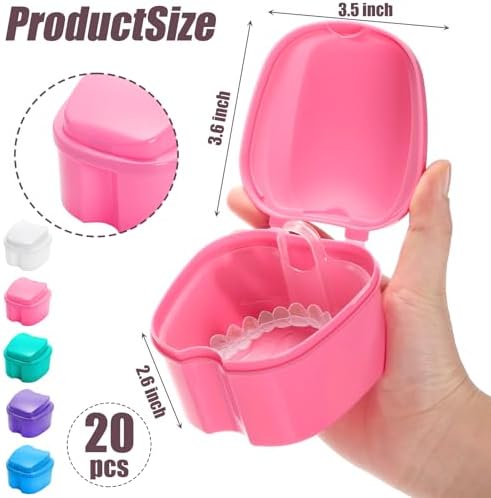 ZENFUN 20 Packs Denture Cases Dental Box For Artificial Teeth Denture Retainer Case Bulk Denture Holder with Strainer Basket Denture Soaking Container False Teeth Storage Box, Individually Sealed