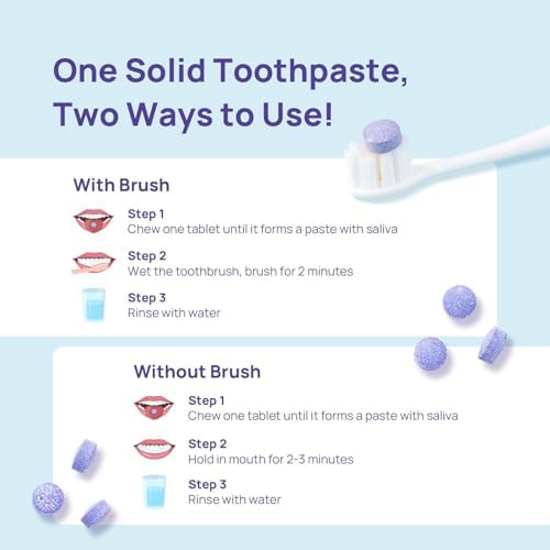 Whitebite Pro Color Correcting Toothpaste Tablets with Nano Hydroxyapatite | Fresh Breath & Natural Whitening | Travel-Friendly Toothpaste & Mouthwash | Fluoride and Plastic-Free (Peppermint)