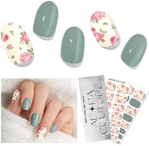 Semi Cured Gel Nail Strips with 30 Pieces - Salon Quality Manicure Kit for Women Easy Application Wraps Includes Prep Pads Nail File Wooden Stick, UV Light Required - M Vintage A