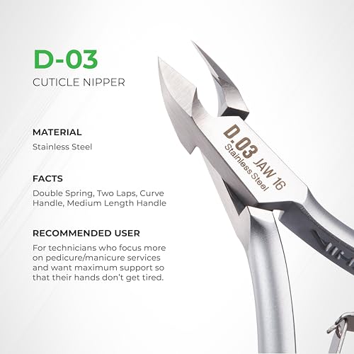 NGHIA Cuticle Nipper - D-03 JAW 14 | Stainless Steel | Durable and Sharp | Ergonomic Design | Grey Plated | Ideal for Salons and Home Use