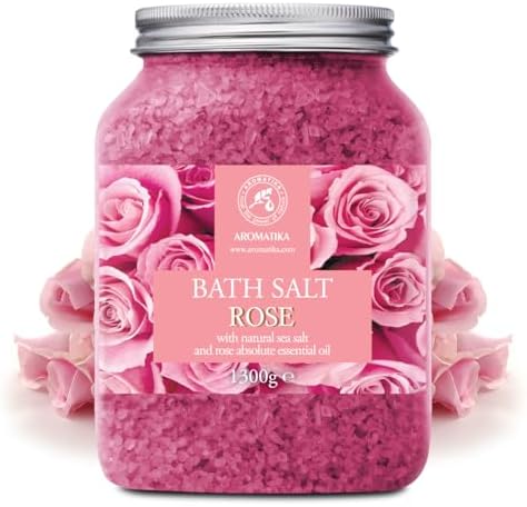 Rose Bath Salts 46 Oz - Natural Rosewood Oil & Rose Extract - Best for Relaxing - Good Sleep - Beauty - Bathing - Body Care - Wellness - Relax - Aromatherapy - Spa