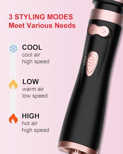 WEEYUM Rotating Hair Dryer Brush with 2 Detachable Brush Heads, 3 in 1 Hot Air Spinning Brush for Volumizer/Drying/Smoothing/Curling