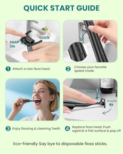 Electric Flosser for Teeth with 5 Speeds + 54 Refill Heads, Water Flosser Alternative, Easy Glide Flossing for Sensitive Gum, Rechargeable Oral Kit, 5X Cleaning, Portable Dental Floss Picks for Adults