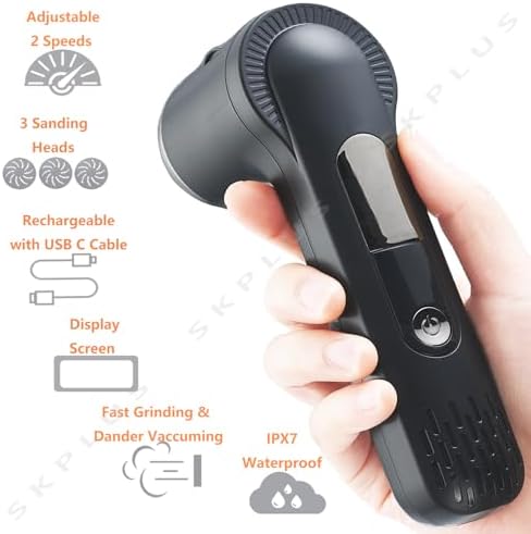 Electric Callus Remover with Dander Vacuum for Feet, Portable 36 in 1 Pedicure Kit Foot File Callus Remover, Waterproof Rechargeable Foot File for Foot Care with 3 Heads&LCD Display