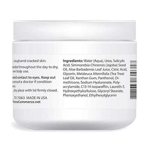 Urea Cream 10% Skin Care Moisturizer with Salicylic Acid, Aloe Vera Gel, Jojoba Oil. 150ml. Healing, Hydrating for Hand Face Foot and Body Use.