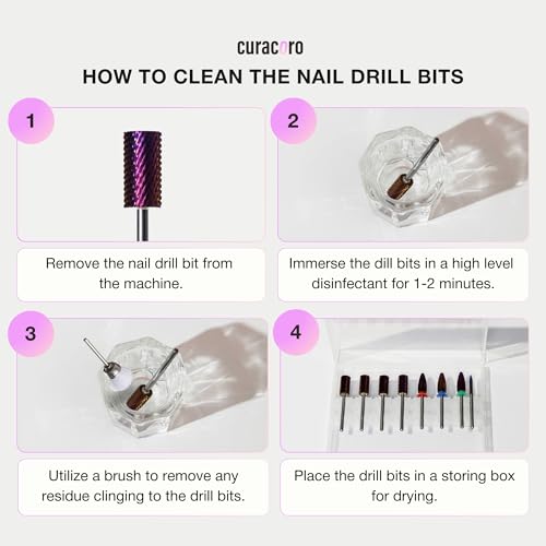 Curacoro Cuticle Nail Drill Bit 3/32'' - 1.2mm Flame Polygon Shape Bit for Professional Finish, Refine & Smooth Acrylic or Gel Nails, Nail Art Pedicure Manicure Salon & Home