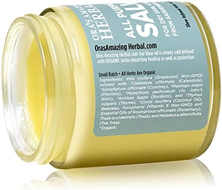 Ora's Amazing Herbal All Purpose Salve, Herbal Healing Skin Balm with Tea Tree, Natural Cream for Dry Cracked Hands, Comfrey Calendula Plantain Thyme Beeswax, Soothing Itch Relief, 4 oz
