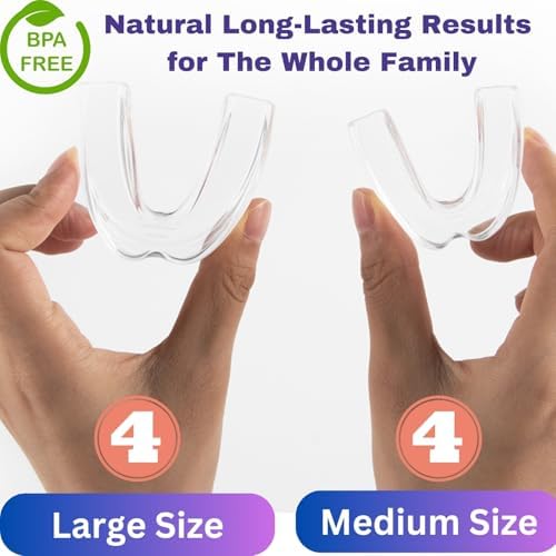 Mouth Guard for Grinding Teeth at Night Guards for Teeth Grinding 8-Pack (2 Sizes) and 2 Travel Cases Trimmable Design Hot Water Fit Mouthguard for Tooth Protection