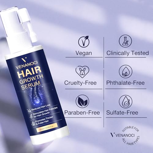 VENANOCI Hair Growth Oil Spray: with Rosemary, Biotin, Batana Oil & Rice Water – Natural Anti-Hair Loss Treatment for Thinning Hair – Promotes Thicker, Fuller Hair for Women & Men – All Hair Types