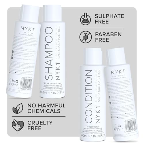 SALT NYK1 Sulfate-Free Shampoo and Conditioner Set for Color-Treated Hair, Extensions and Keratin Treatments (2 x 16.9 Fl Oz)