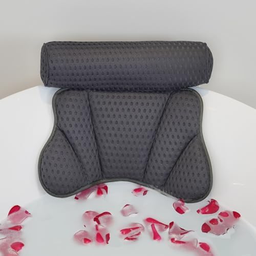 Luxury Bathtub Pillow, Mesh Bath Pillow with Suction Cups Bath Pillow for Women Relaxing, Bath Pillows for Tub Neck and Back Support,Fits All Bathtub