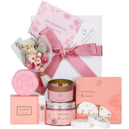 Spa Gifts for Women Bath and Body Gift Basket Mothers Day Gifts Rose Home Spa Set Self Care Gifts for Mom Sister Her Wife Birthday Gift for Women Spa Kit Care Package Thank You Gifts