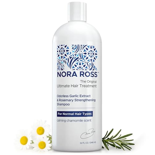 Nora Ross Classic Garlic Shampoo – Thickening and Hair Growth Shampoo for Men and Women with Normal to Dry, Thinning Hair – All Natural Anti-Dandruff and Scalp Cleanser Formula with Rosemary – 32oz
