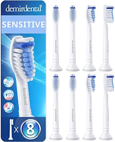 Toothbrush Heads Sensitive Compatible with Philips Sonicare Toothbrush Heads - Soft Replacement Heads for Sensitive Gums and Teeth - Gentle Brush Heads - White 8 Pack