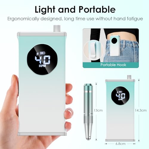 Electric Nail Drill, 40000RPM Professional E-Filer Rechargeable with 15 Drill Bits, Portable Nail File Electric Nail Filer for Acrylic Nails Gel Polishing Removing for Salon Home (Blue)