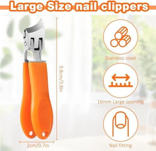 Wide Jaw Opening Anti-Splash Slanted Nail Clipper, 2025 Upgrade Fingernail and Toenail Clippers Clippers for Ingrown Nails, Curved Toenail Clippers Wide Jaw Toenail Clippers (Black)