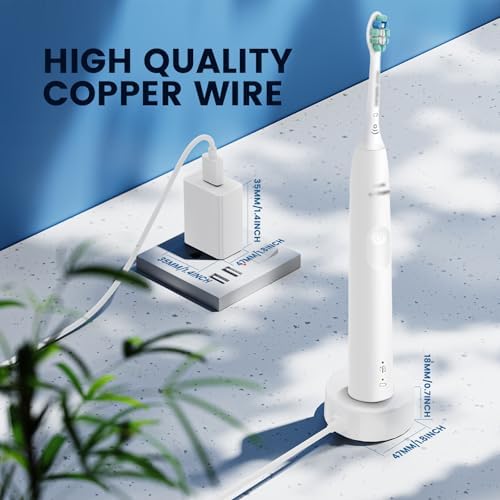 Electric Toothbrush Charger Base Waterproof Compatible with Philips Sonicare 5300 4100 3100 2100 1100 Series HX3681 HX3661 HX3641 Rechargeable Power Brush Replacement Battery USB Charging Stand- White