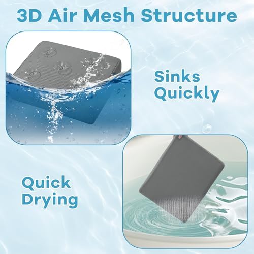 MABOZOO Thicken Bath Cushion for Tub, 4 Inch Booster Seat 3D Air Mesh Hot Tub Cushion Seat with 5 Non-Slip Suction Cups Quick Dry Bath Accessories Indoor Outdoor (Gray)