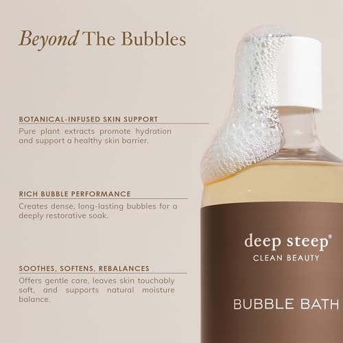 Deep Steep Bubble Bath, Lavender Chamomile, 17 oz – Soothing Soak with Shea Butter, Argan Oil, Aloe Vera & Coconut Oil – Vegan, Sulfate-Free, PH-Balanced Clean Beauty