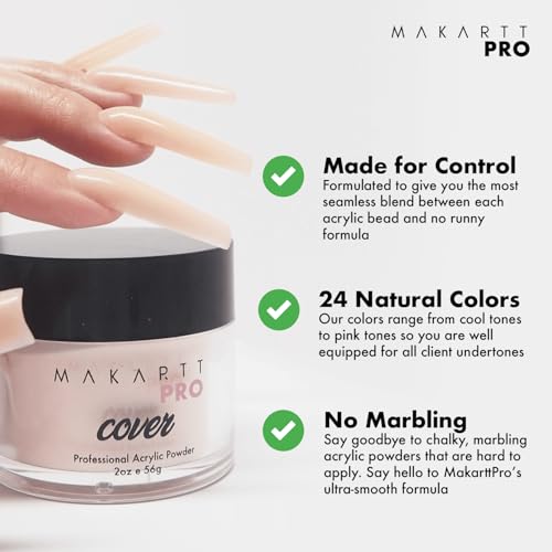 Cool Tone Acrylic Powder Collection - Essential Nude and Pink Cover Powder - Smooth Application - Professional Quality for Nail Technicians - Beginner Friendly - 8-Piece Set with 2oz/56g