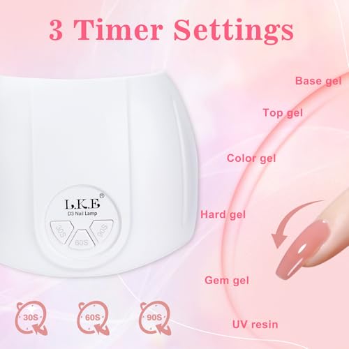 UV Nail Lamp, ARCWEISSO 72W UV Light for Gel Nails with Base and Top Coat Set, Fast Curing UV Lamp for Gel Polish with 21pcs Lamp Beads, 3 Times and Auto Sensor LED Nail Lamp Manicure