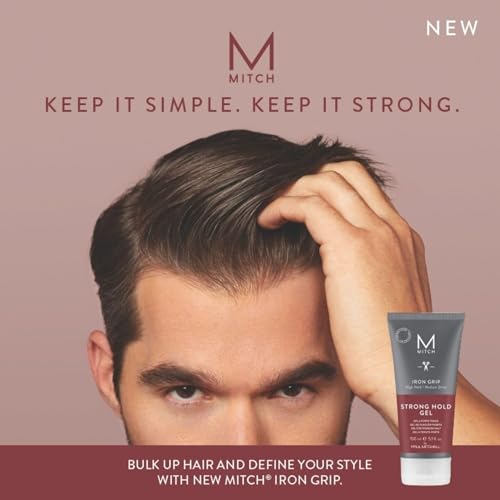 MITCH by Paul Mitchell Iron Grip Strong Hold Gel, High Hold, Medium Shine, For All Hair Types + Textures, 5.1 fl. oz.
