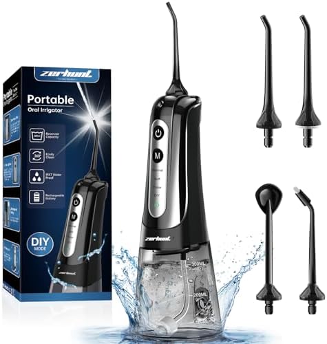 Water Dental Flosser Pick for Teeth: 4 Modes Cordless Portable Water Flossers Teeth Cleaner Rechargeable 300ML IPX7 Waterproof Oral Irrigator Flossing Cleaning Picks for Home Travel