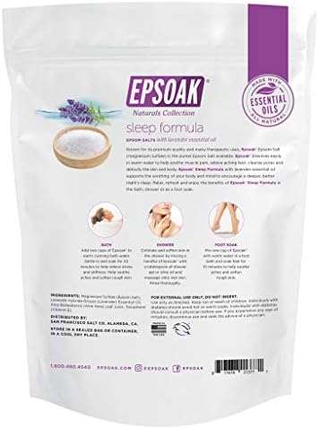 Epsoak Epsom Salt 5 lb. Magnesium Sulfate USP. (Qty. 1 x 5lb. Bag), Lavender Sleep Formula, Resealable Epsom Salt Bag, Made in The USA, Cruelty-Free Certified