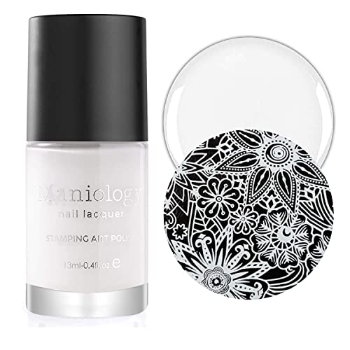 Maniology Black and White Duo Bam! White and Straight Up Black 2pc Nail Stamping Polish Set, Essential and Primary Manicure Color Lacquer