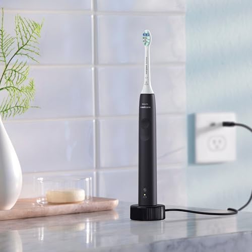 Philips Sonicare Electric Toothbrush with DiamondClean Brush Head 2-Pack Bundle, Rechargeable Electric Tooth Brush with Pressure Sensor, Sonic Electronic Toothbrush, Travel Case, Black