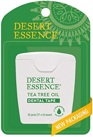 Desert Essence Tea Tree Oil Dental Tape - 30 Yards - Pack of 6 - Naturally Waxed w/Beeswax - Thick Flossing No Shred Tape - On The Go - Removes Food Debris Buildup - Cruelty-Free Antiseptic
