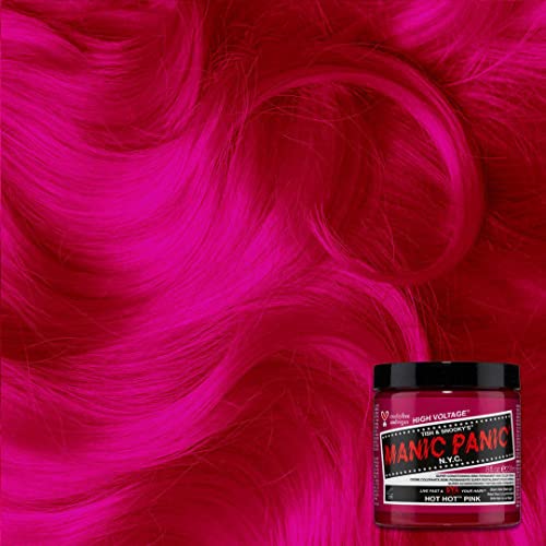 MANIC PANIC Classic Hot Hot Pink Semi Permanent Hair Color - Neon Pink Hair Dye for Women & Men That Lasts 4-6 Weeks - Vegan, Ammonia & Cruelty-Free - Create & Mix Custom Shades (8oz)