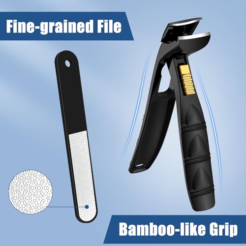 Nail Clippers for Seniors Thick Toenail, Professional Fingernail Toenail Clippers with Catcher, Sharp Wide Opening and Long Handle Nail Cutter for Men Women, Black