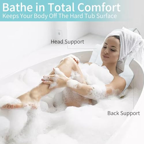 Full Body Bath Pillow for The Bathtub, Thick Bathtub Cushion with a Laundry Bag, Luxury Bathtub Pillow That Provides Support for The Head, Neck and Back, Measuring 51" x 17"