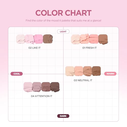 lilybyred Mood It Palette | 4-Shade Korean Eyeshadow Palette, Pre-Matched Personal Tone, Soft Blending, Buildable Coverage, Matte & Shimmer Finish, Daily Wear, Compact Size, 0.11 oz. (02 Like It)