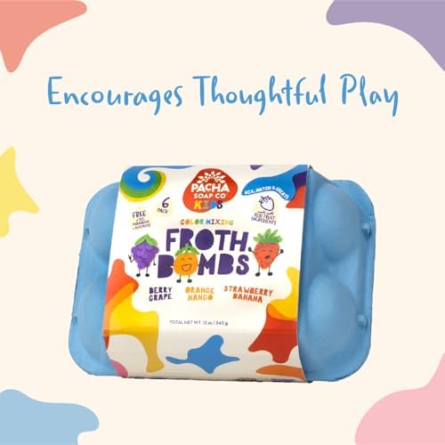 Pacha Soap Co. Kids Color Mixing Bath Bomb, 2-Pack - Safely Colors Bath Water, Kids Love Them, Plant-Based, Non-Toxic, No Animal Testing, Vitamin Rich, Endless Frothy Fun, Mix & Match