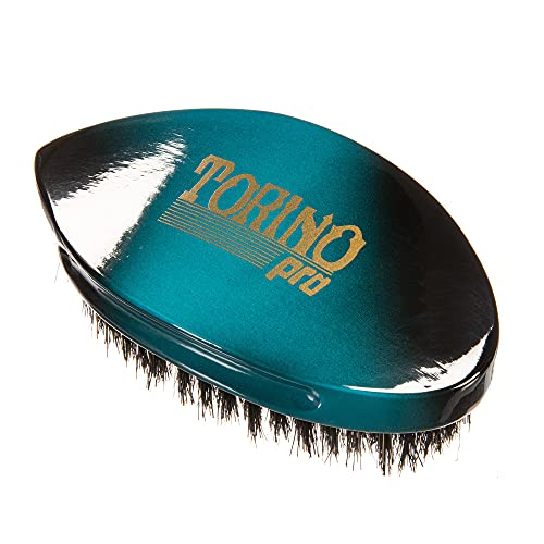 Torino Pro Curve Wave brush #156- Medium 100% Boar Bristle Curved 360 Wave Palm Brush - Great for laying down 360 waves and use before using wave cap or durag - Luxury wave brush for men 360