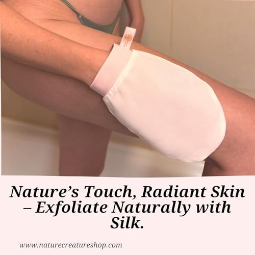 – Vegan Silk Exfoliating Glove (2pcs) for Face, Body, and Hands | Natural Body Scrubber for Dead Skin Removal | Exfoliating Mitt Eco-Friendly, Perfect for Spa, Bath, and Shower