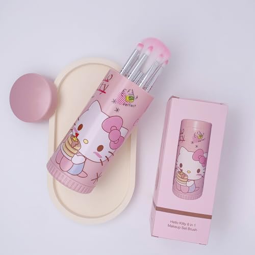 Cute Makeup Brush Set, 8 Pcs Pink Makeup Brushes and Makeup Brush Holder, Eyeshadow Lip Gloss Cosmetic Brushes Kit for Girls (Pink)