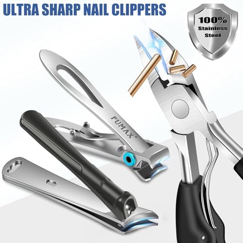 Toenail Clippers for Seniors Thick Toenails, Large Wide Opening Toe Nail Clippers for Men Thick Nails, Heavy Duty Sharp Slanted Nail Clippers Fingernail Clipper Gifts for Men Women