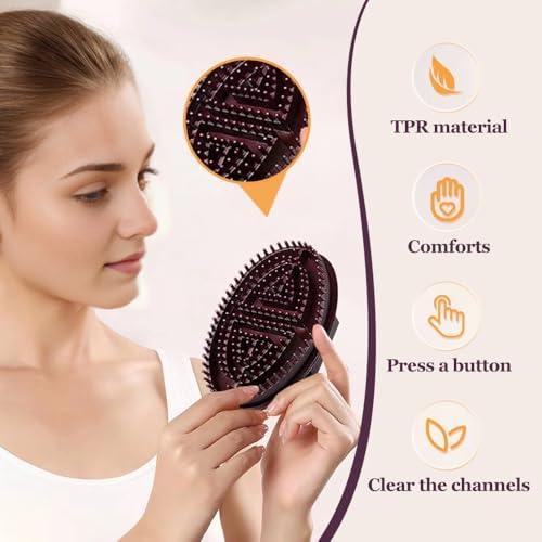 Meridian Brush Massage Brush, New Beauty Salon Professional Custom Meridian Brush, Meridian Massage Brush, Full Body Relaxation Comb, Portable Body Handheld Wood Therapy Massage Tools (Light Purple)
