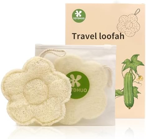 Travel Loofah Made from Real Egyptian Shower Loofah Spong Natural,Rough,Exfoliating,Quick-Drying,Lightweight,Rich Foam,Designed for Travel Convenient to Pack and Carry(2pack)