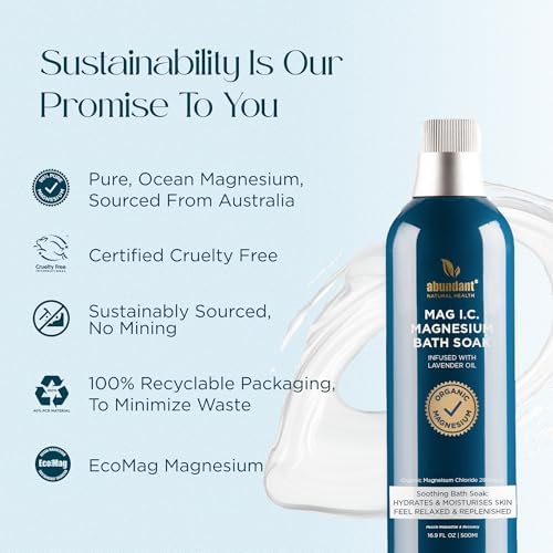 MAG I.C. Magnesium Bath Soak Infused with Lavender Oil to Hydrate, Soothe and Moisturize Skin, Relax and Replenish Muscles, Highly Concentrated Pure Magnesium Salts, 500mL