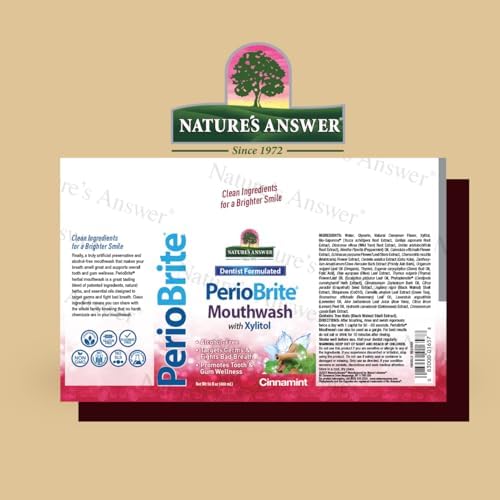 Nature's Answer PerioBrite Alcohol-Free Mouthwash, Cinnamon, 16-Fluid Ounce | Whitens Teeth | Freshens Breath | Removes Plaque | Minimizes Dry Mouth (Pack of 2)